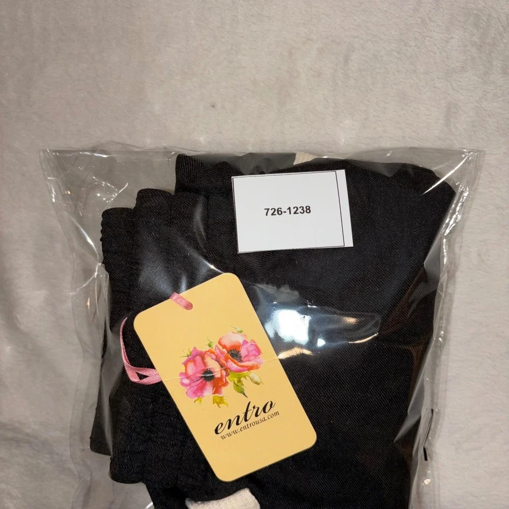 Entro Womens Black Ric Rac Scalloped Hem Shorts Elastic Waist Pockets P22729 L